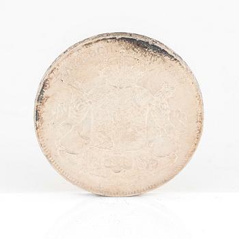 SILVERMYNT, 1 Riksdaler Specie, Oskar I av Sverige o Norge 1848. Vikt ca 34 gram.