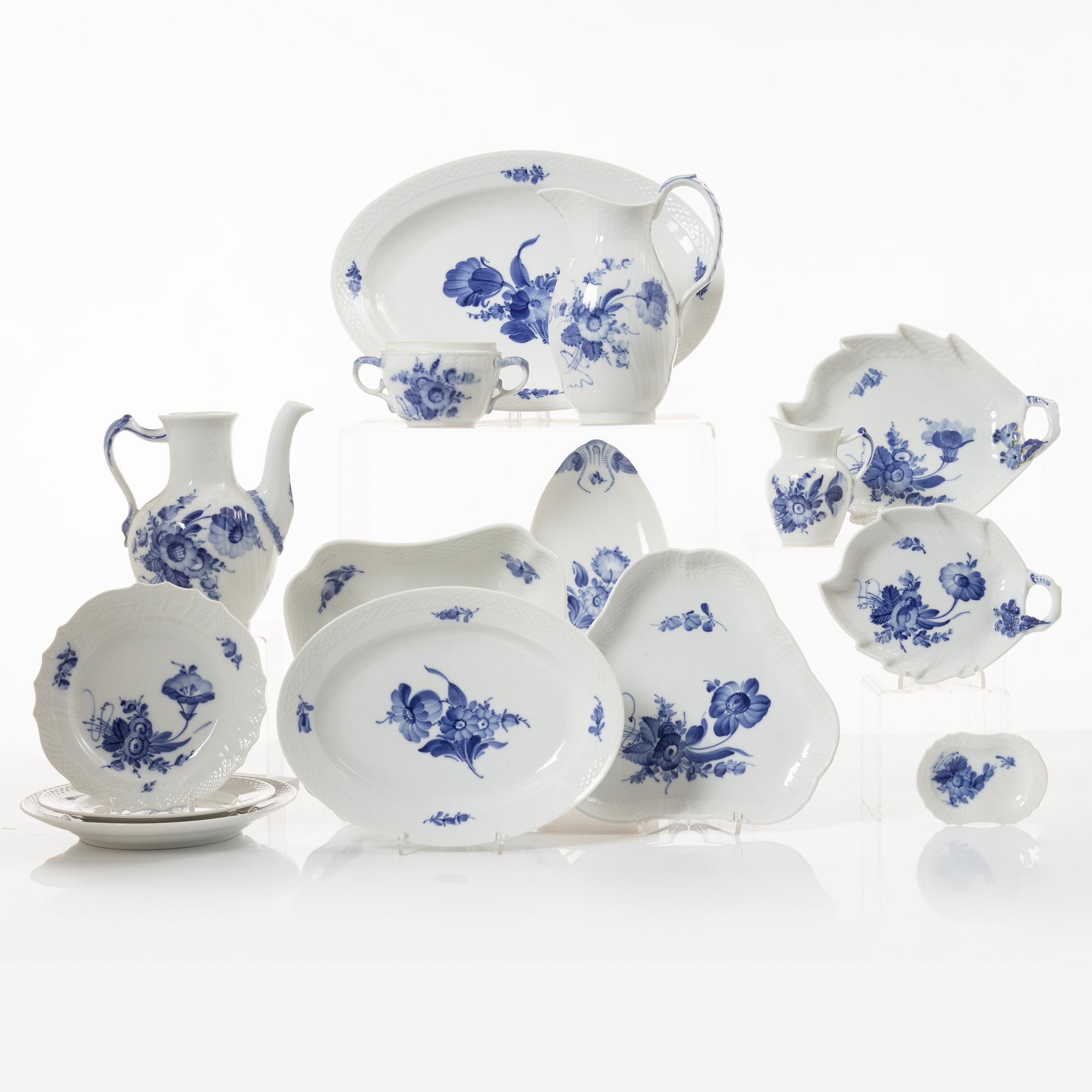 A 53-piece 'Blå Blomst' porcelain coffee service, Royal Copenhagen, Denmark.