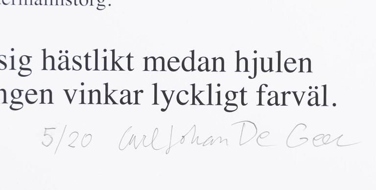 Carl Johan De Geer, "Kungen vinkar från sin Porsche i brons".