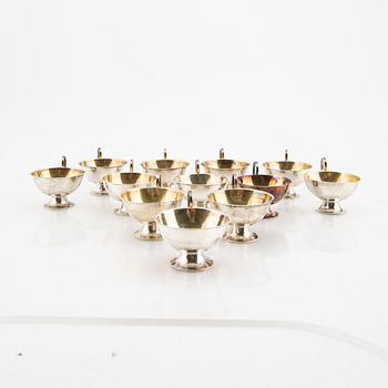 A Swedish 20th century set of 12 silver cups mark of Olof Pettersson Stockholm 1977 weight 336 grams.