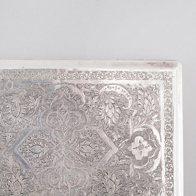 A cigarette case in silver, Persia/Iran, unidentified marks. Total weight 151 g.