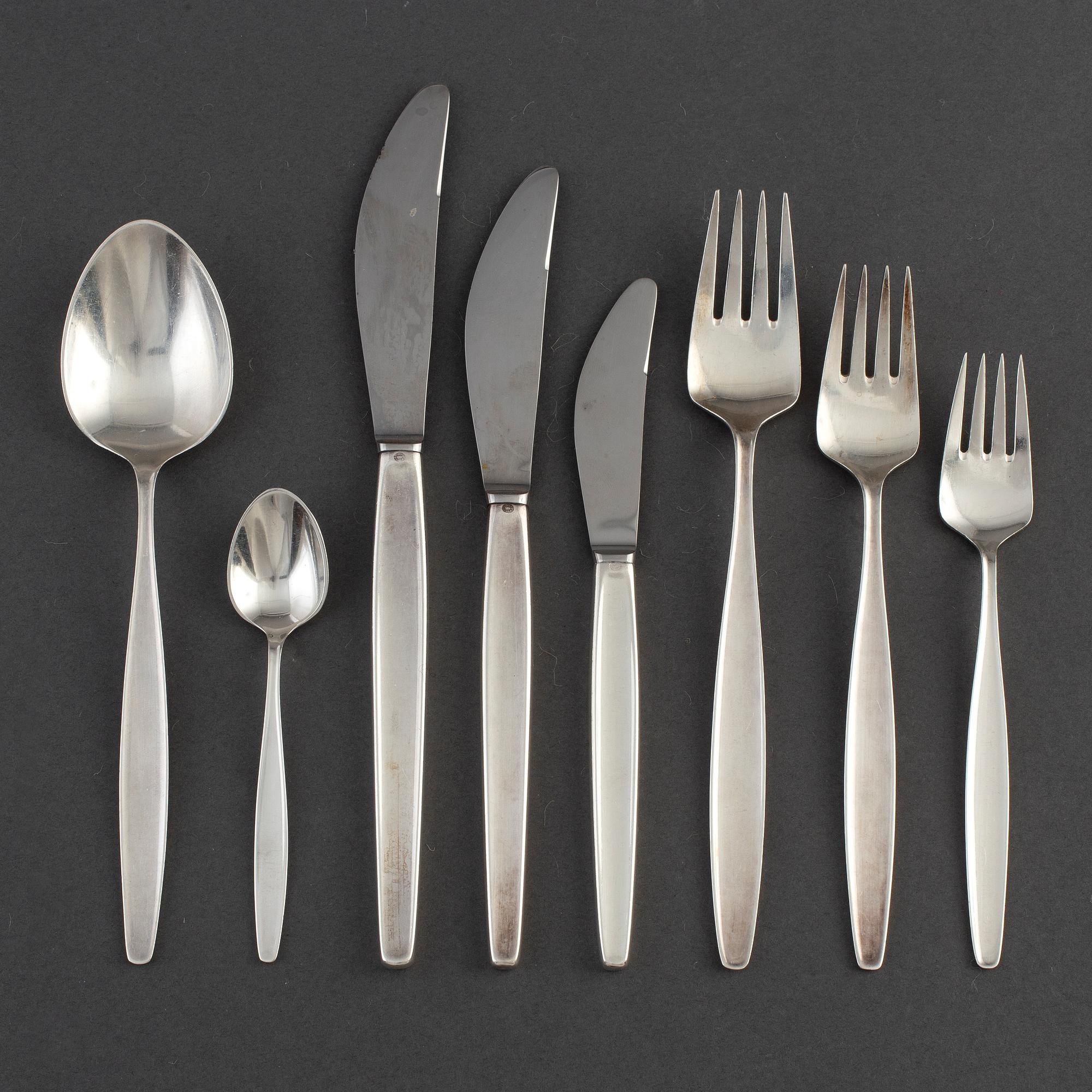 TIAS ECKHOFF, a 47-piece 'Cypress' sterling silver cutlery set from Georg Jensen, Denmark.