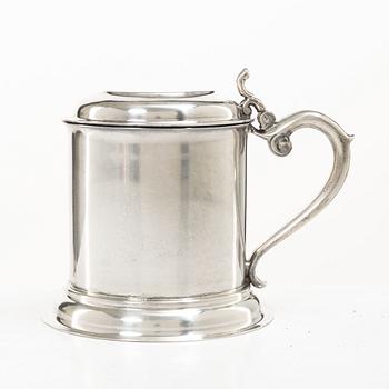 A Mexican sterling silver tankard, mark of Juventino Lopez Reyes, mid-20th century.