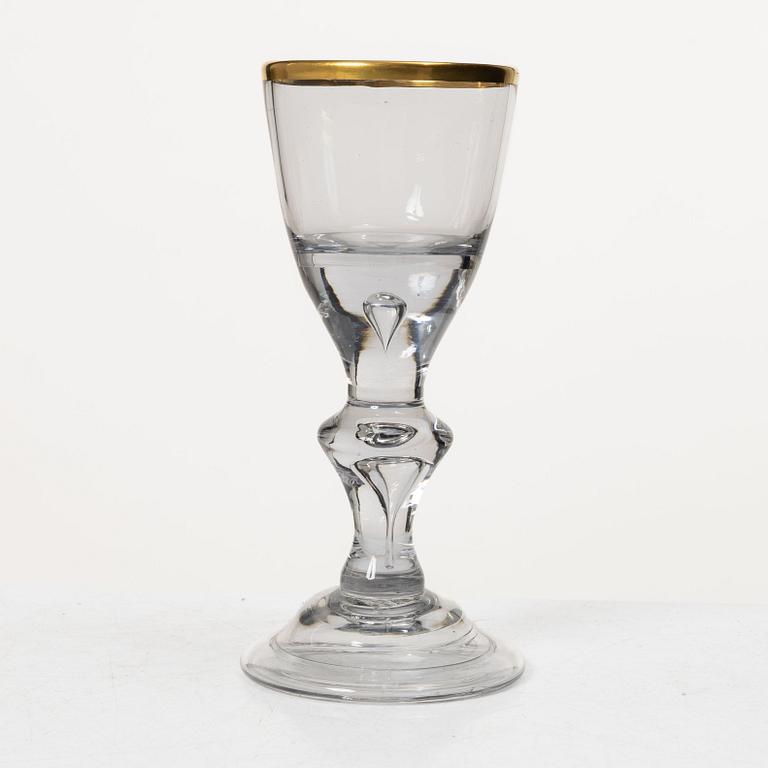 Ten Baroque style wine glasses, 20th Century.