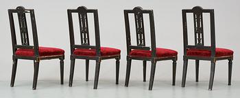 A set of four late Gustavian late 18th Century chairs, design Carl Wilhelm Carlberg.