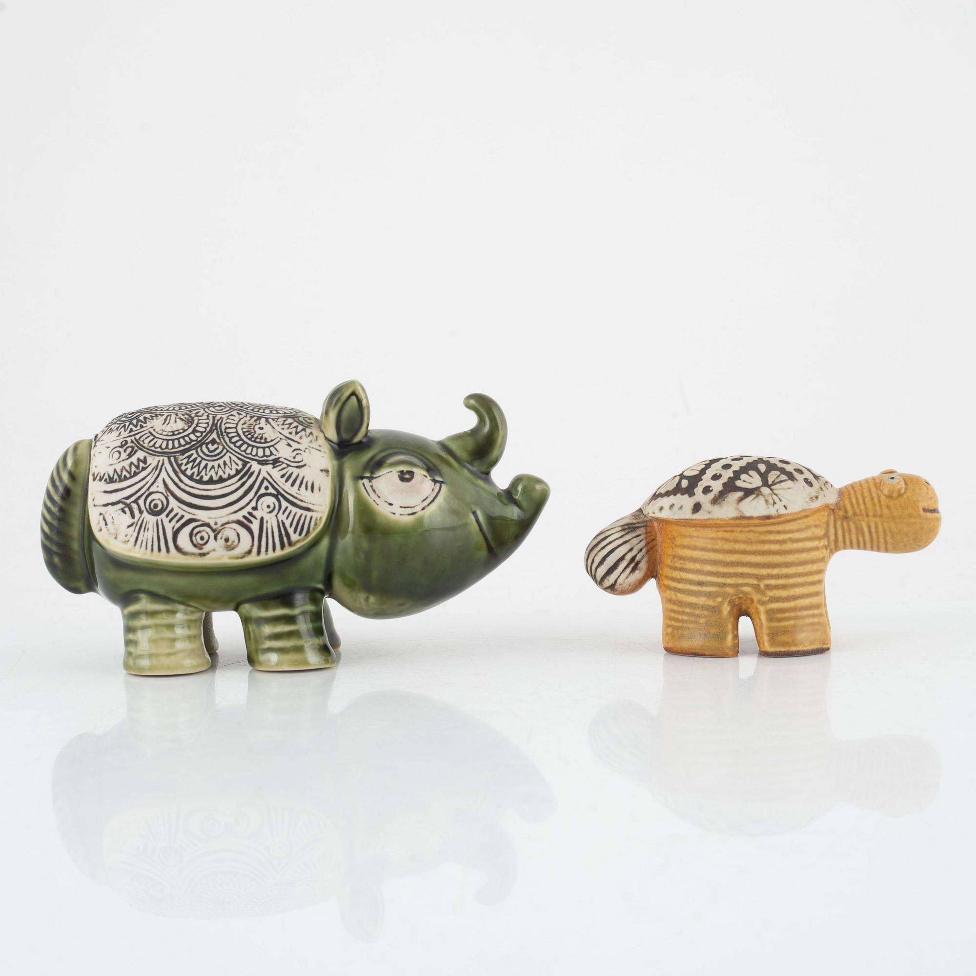 Lisa Larson, two figurines from the 'Jura' series, Gustavsberg, 1971-77.