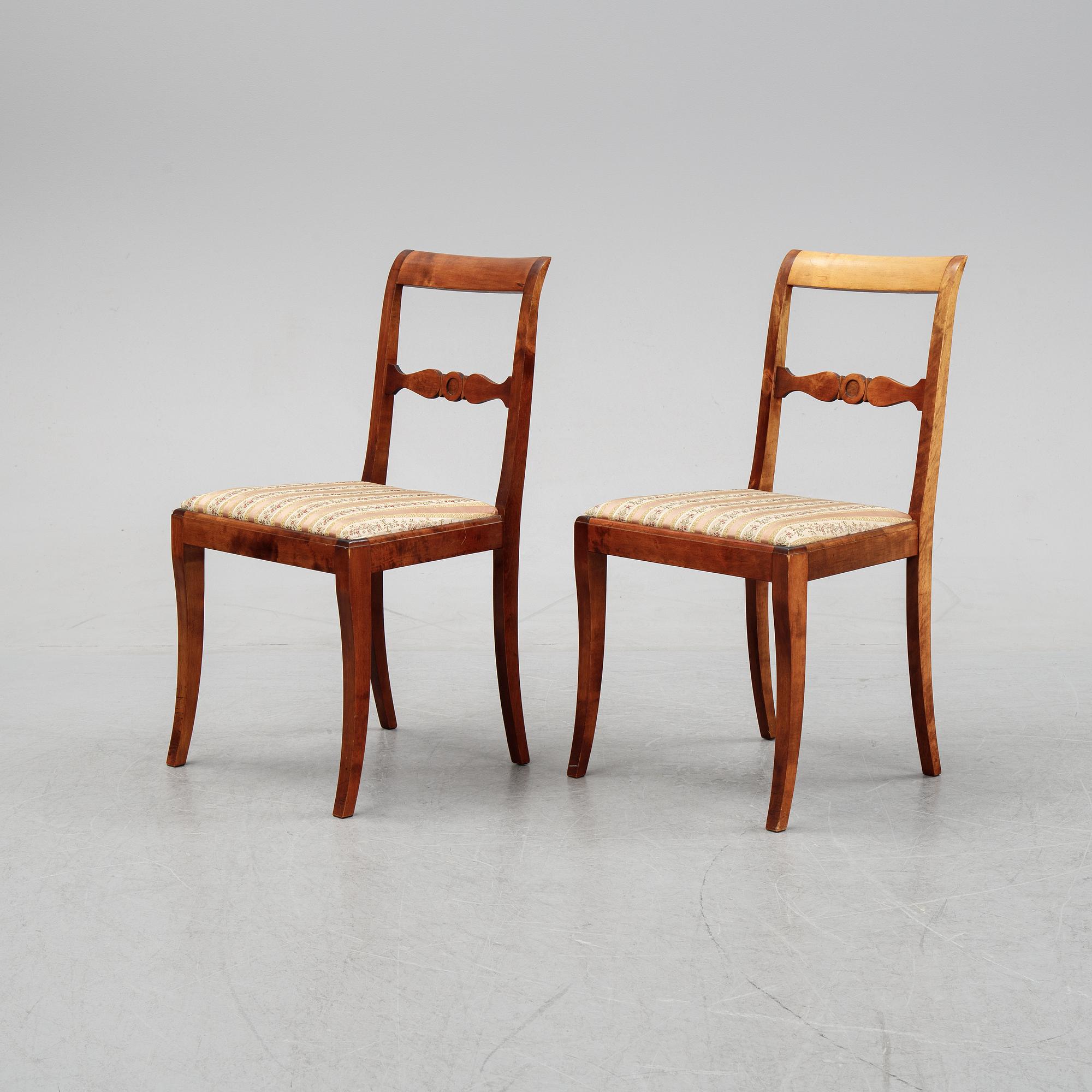 A set of eight stained birch chairs, mid 19th Century.
