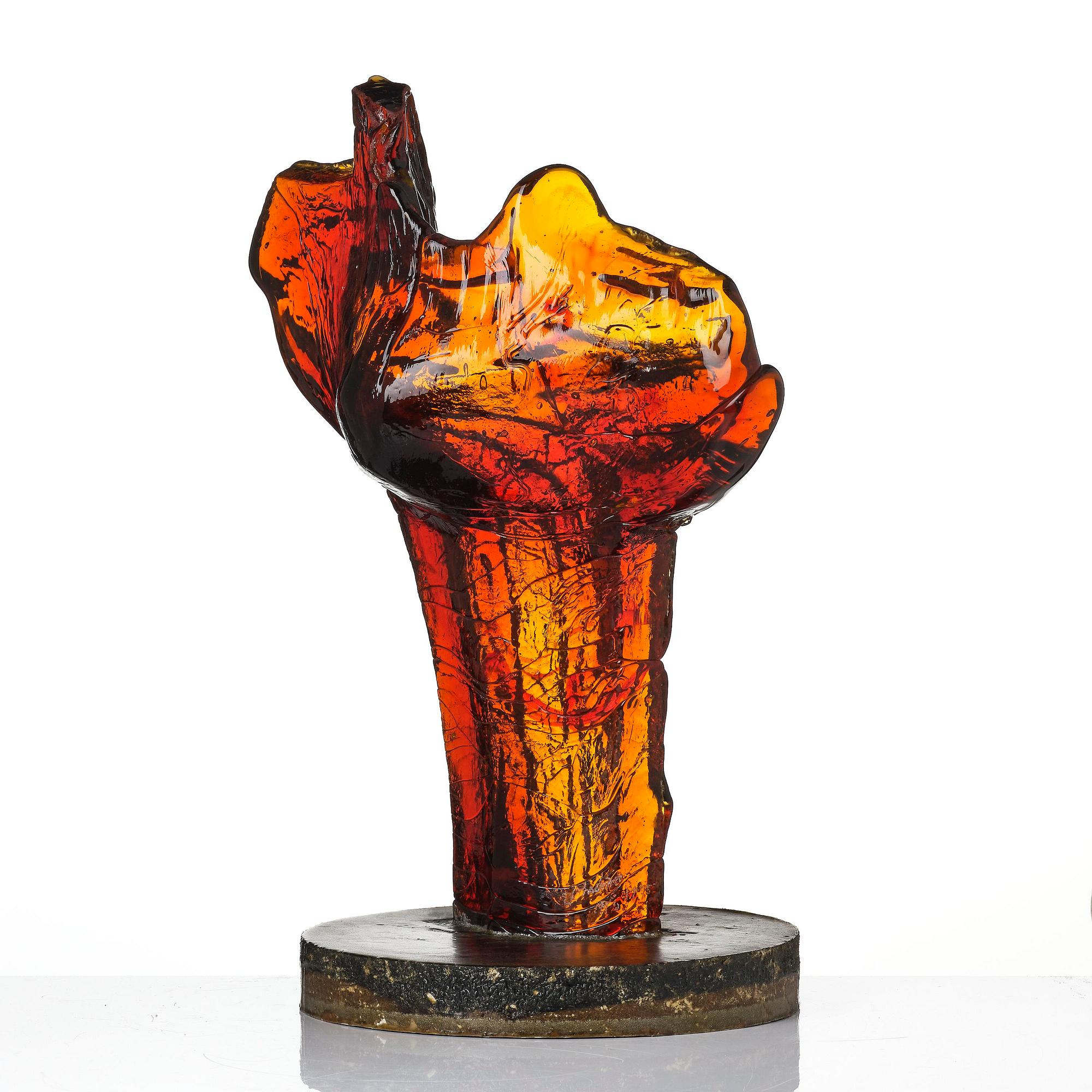 Edvin Öhrström, a cast glass sculpture, Lindshammar Glassworks, 1975.