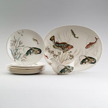 FISKSERVIS, 10 delar, porslin, "Fish", Johnson Bros, England.