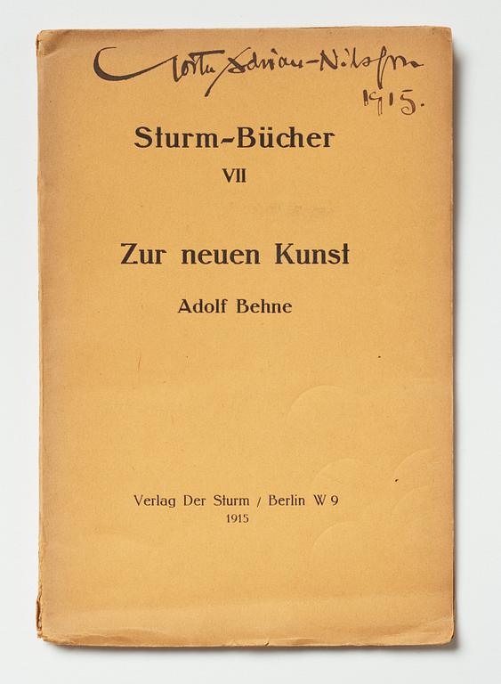 Exhibition catalogue and books (2) from Der Sturm plus a photo depicting Gösta Adrian-Nilsson (GAN).