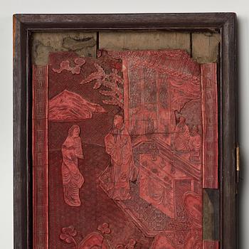 A four panel lacquer screen, Qing dynasty, 19th Century.