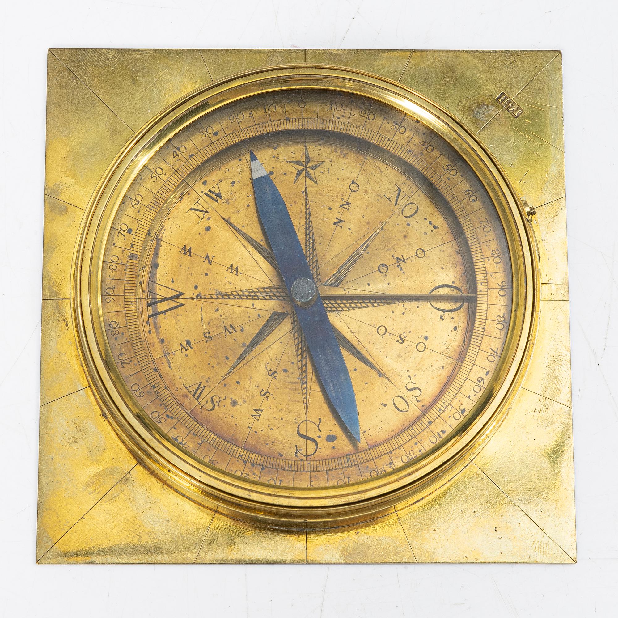 Compass, by Johan Gustaf Hasselström, instrument maker in Stockholm 1775-1812.
