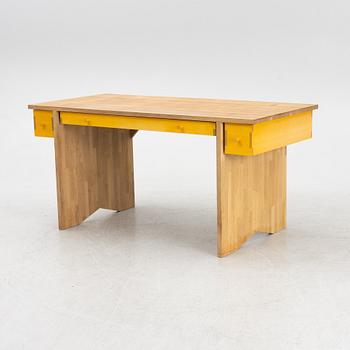 Lars Stensö, Lars Stensö, a "Singer" desk, Sweden. Table top and legs made of oak. Three yellow painted drawe...