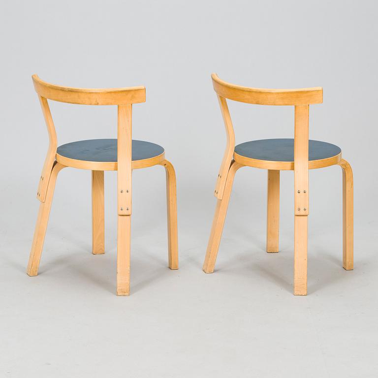 Alvar Aalto, tuoleja, 4 kpl, malli 68, Artek 1970-luku.