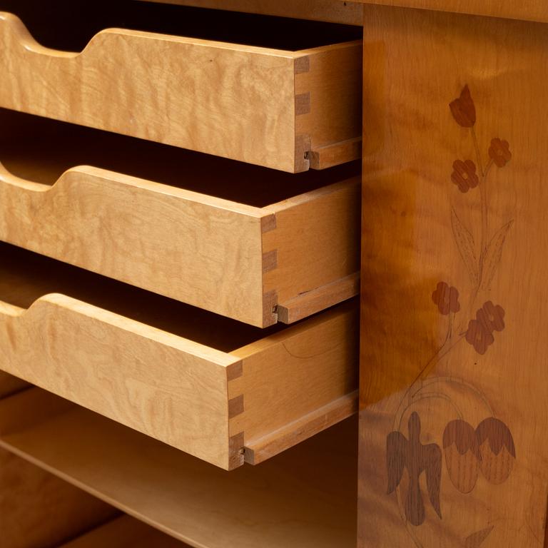 A birch wood veneered cabinet, first half of the 20th Century.