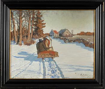 Andrei Afanasevich Jegorov, Winter Landscape with Sleigh Riders.