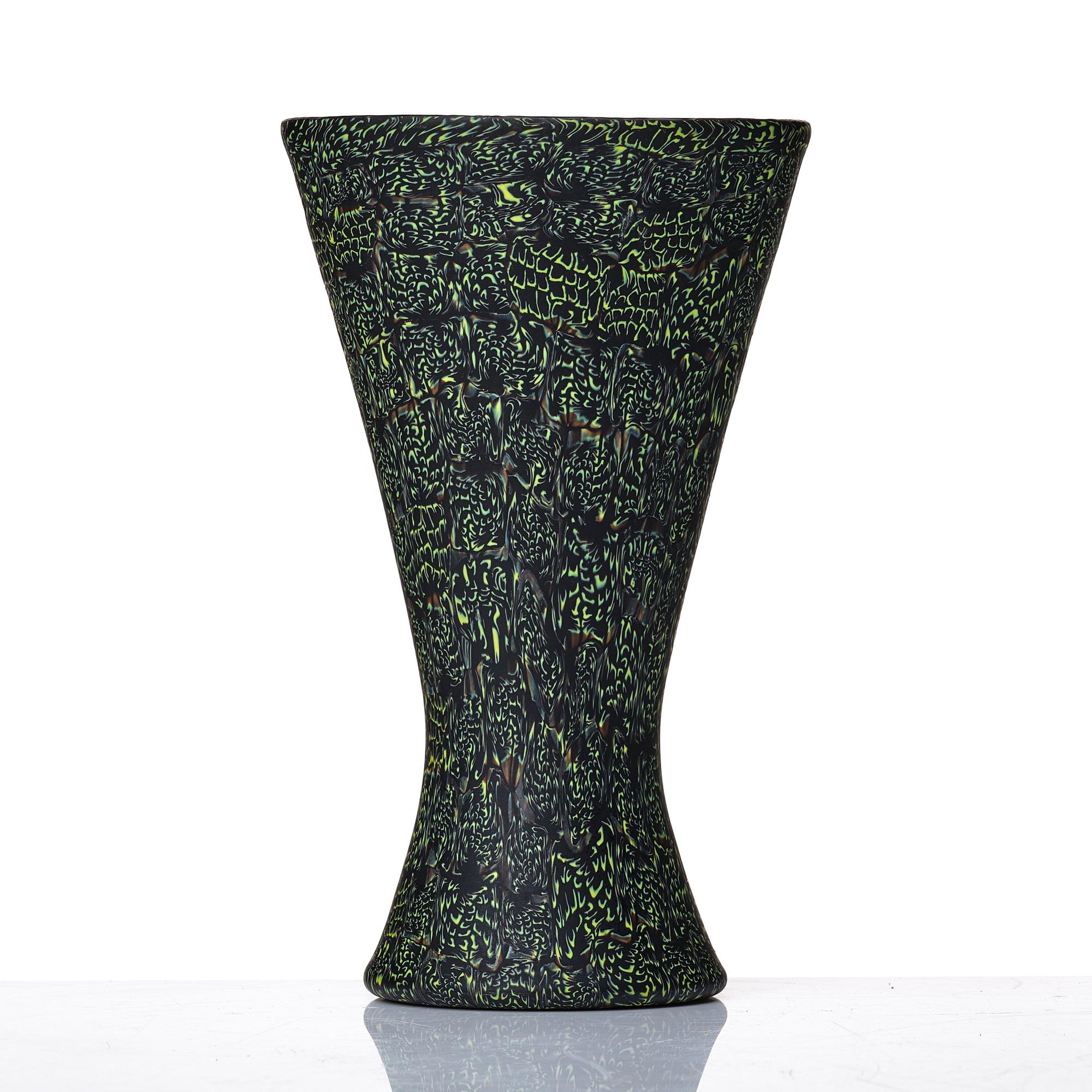 Paolo Venini, a black and yellow 'Mezzaluna Murrine' vase, Venini Italy 1950s.