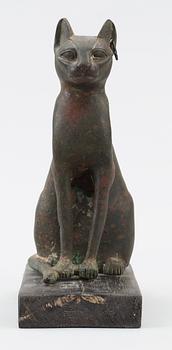 KATTSTATYETT, brons, Egypten, möjligen 22-30 dynastin,  945-332 f Kr.