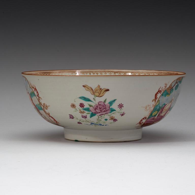 A famille rose 'European Subject' punch bowl, Qing dynasty, Qianlong (1736-95).