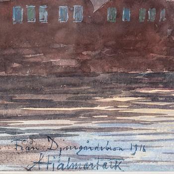HJALMAR FALK, watercolour, signed and dated 1916.