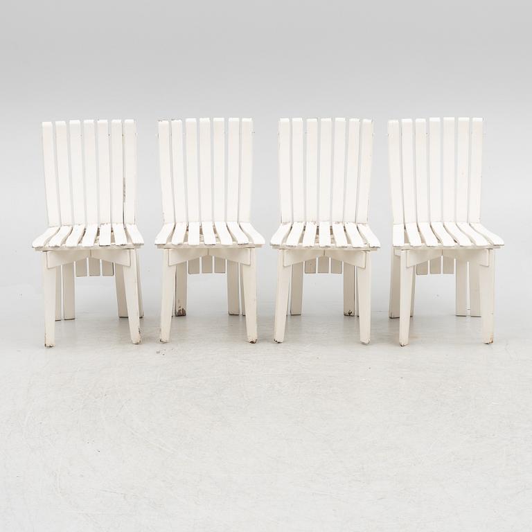Alvar & Aino Aalto, an 'Aurino' garden furniture set with table and four chairs.