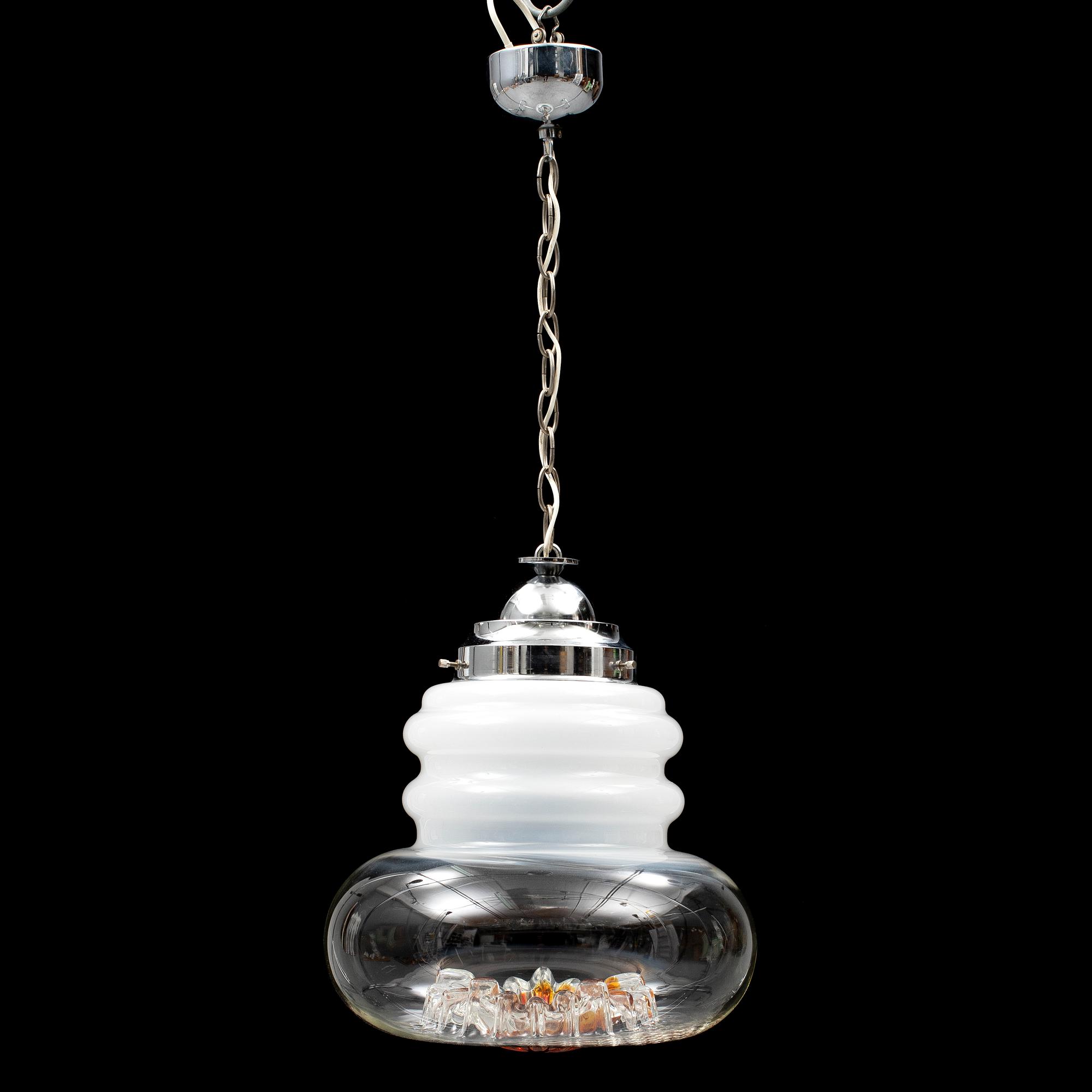 A glass ceiling lamp, probably by Mazzega Murano, Italy.