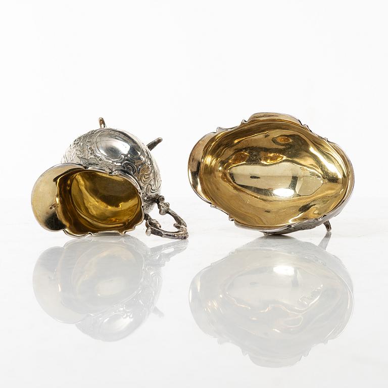 Samling silver, mestadels GEWE, 7 delar, vikt ca 550 gram.