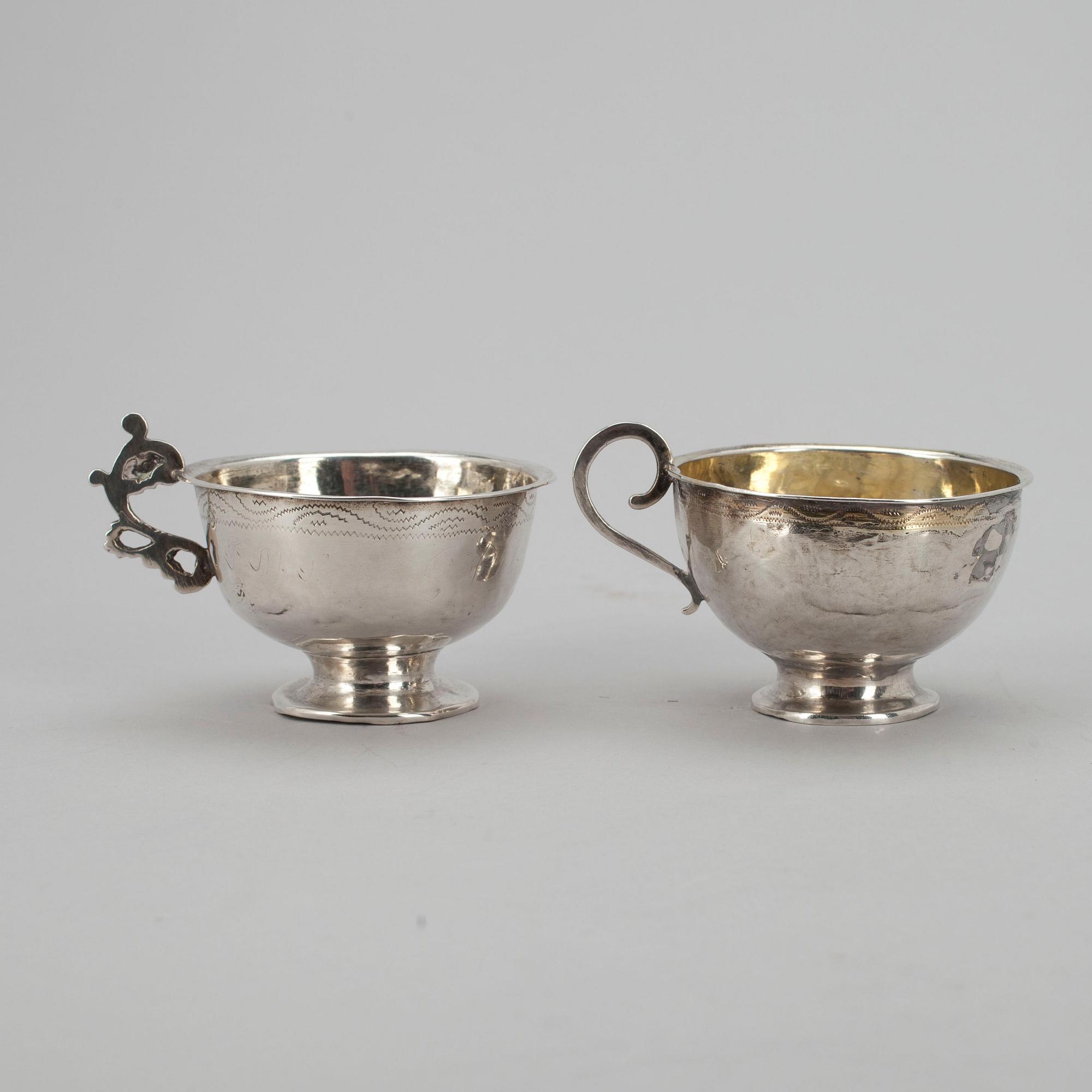 SUPKOPPAR, 2 st, Sverige 1788 resp. 1802. Tot. vikt 43 g.