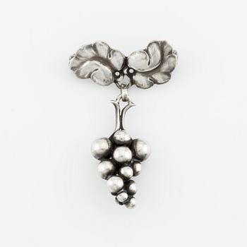 Harald Nielsen, a sterling silver necklace, a brooch, and a pair of earrings, for Georg Jensen, Denmark post 1945.