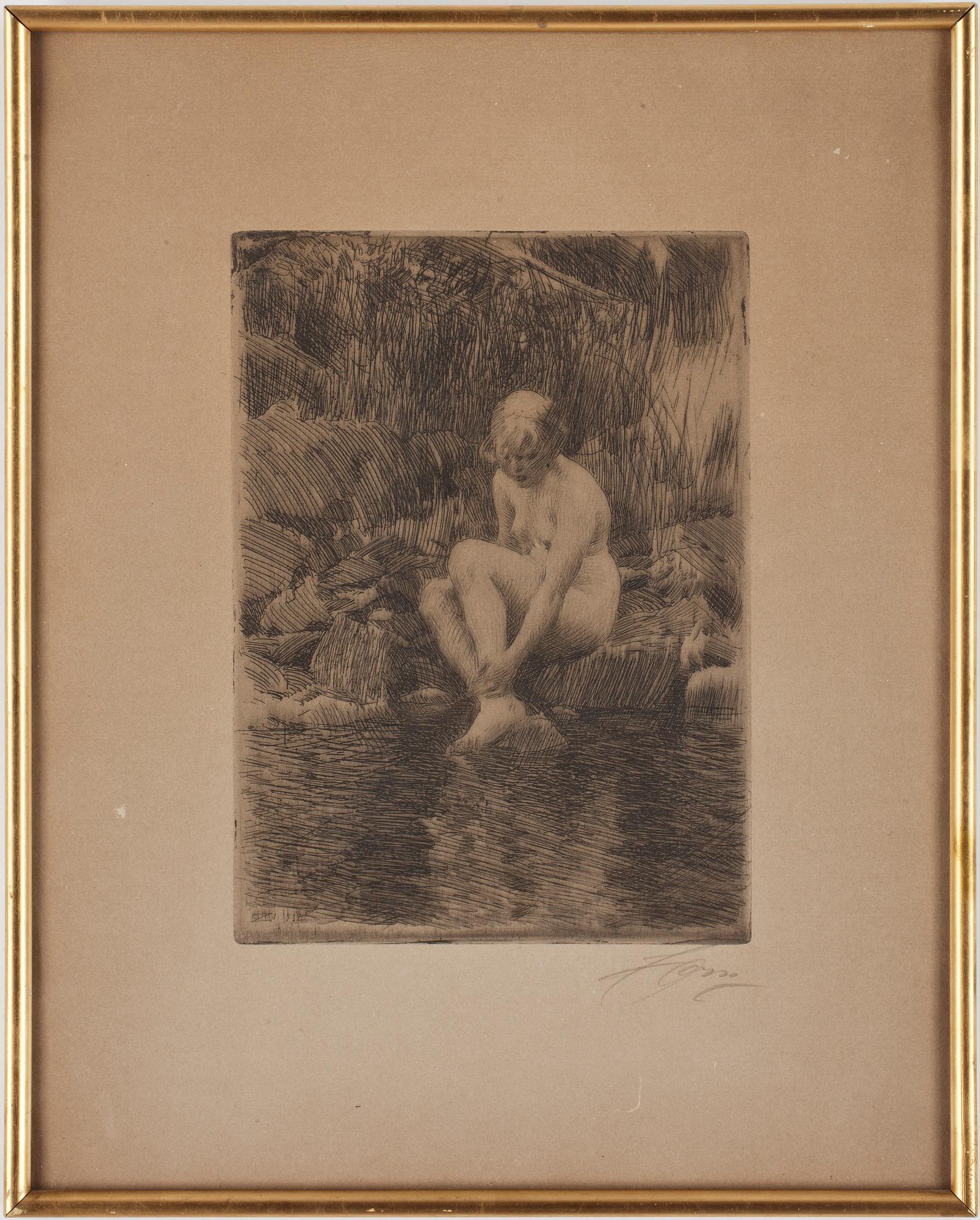 ANDERS ZORN, etsning, 1912, signerad.