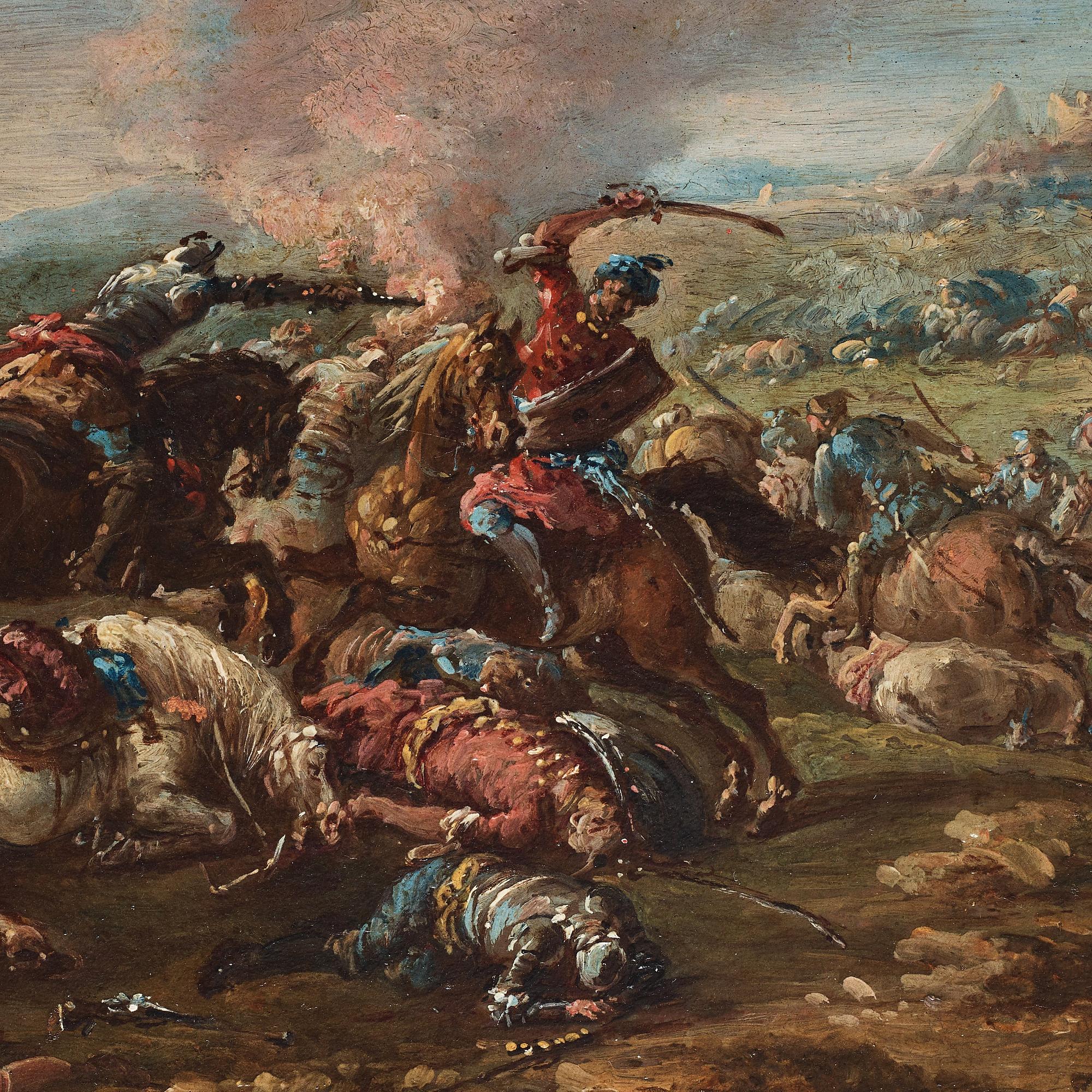 JACQUES COURTOIS KALLAD LE BOURGUIGNON, hans art.  Koppar 21 x 27,5 cm.