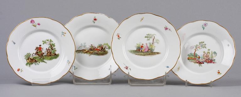 ASSIETTER, 4 st, rokokostil, Tifenfurt, sent 1800-tal.