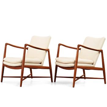 312. Finn Juhl, a pair of "Bo59" teak easy chairs, Bovirke Denmark, 1950-60's.