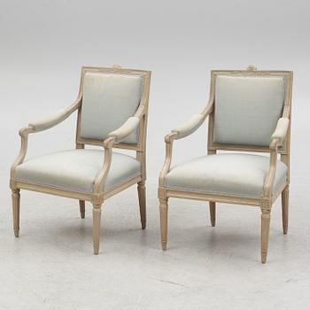 Armchairs, a pair, Gustavian style, 19th century.