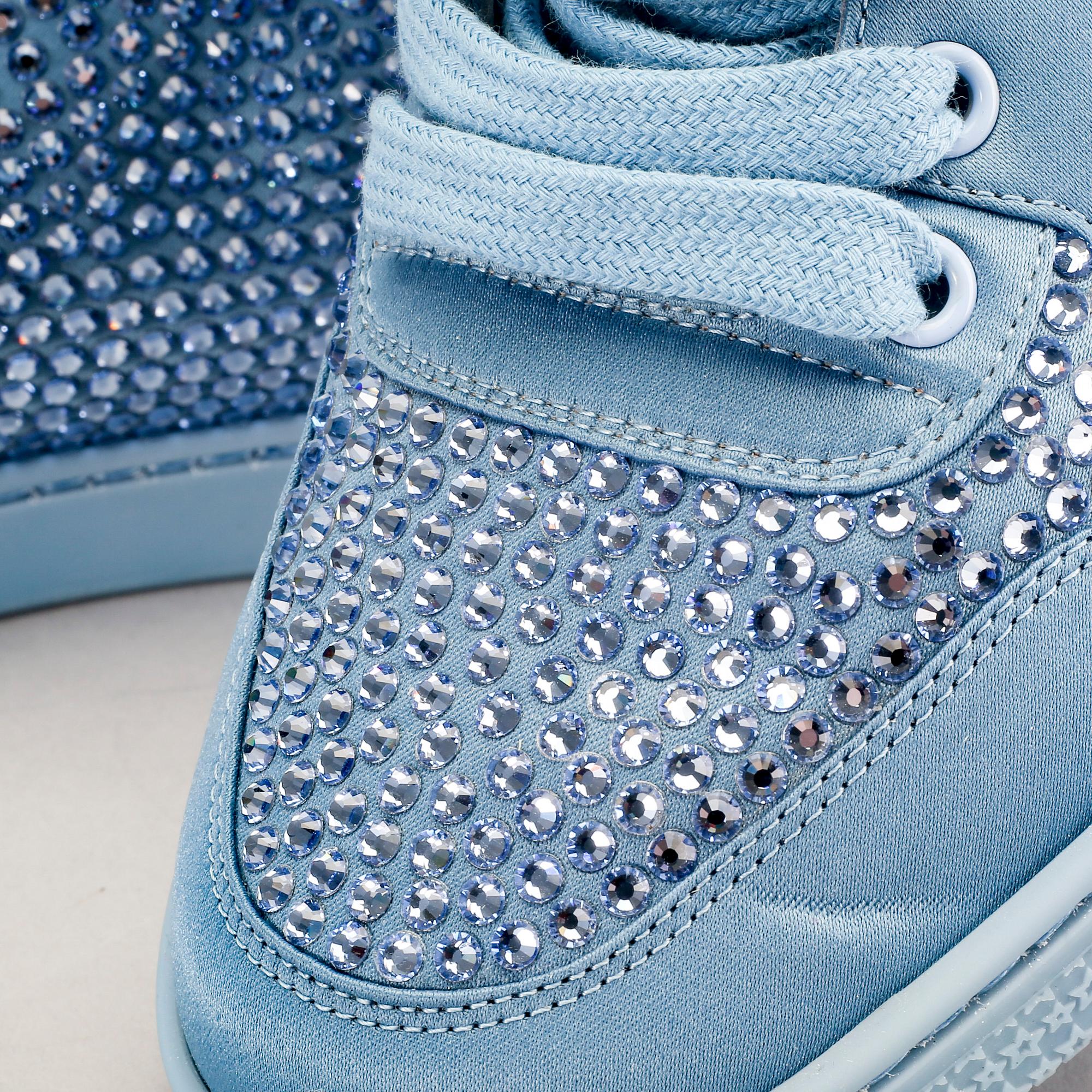Gucci, sneakers, mineral blue, Swarowski crystals.