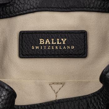 Bally, a black leather bucket bag.