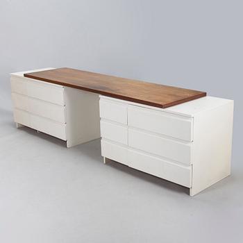 Aulis Leinonen, A writing desk including two  drawers model 200 and a desktop model T216, Artek 1950s.