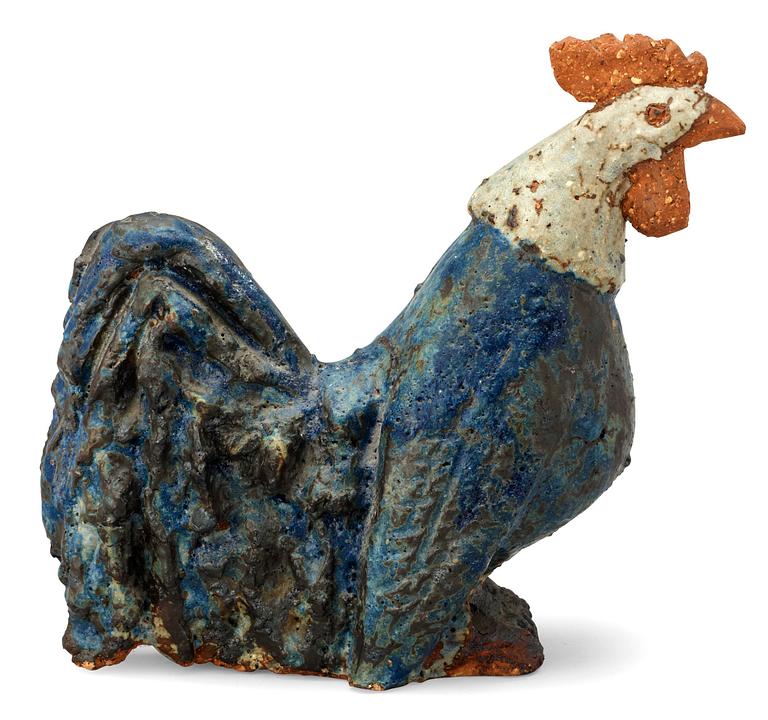 An Åke Holm stoneware figure of a rooster, Höganäs 1940's.