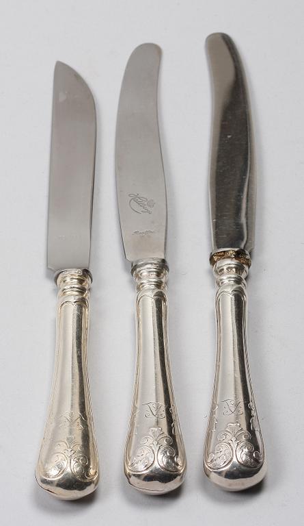 BESTICKSERVISDELAR, 23 st, silver, bla Per Oskar Fredrik Närman, Mariestad, 1800-1900-tal.