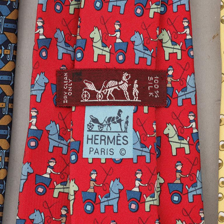 Hermès, three silk ties.