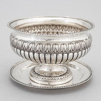 A Swedish Silver Empire Sauce Bowl With Dish, mark of Mikael Olof Barkman, Varberg 1834.
