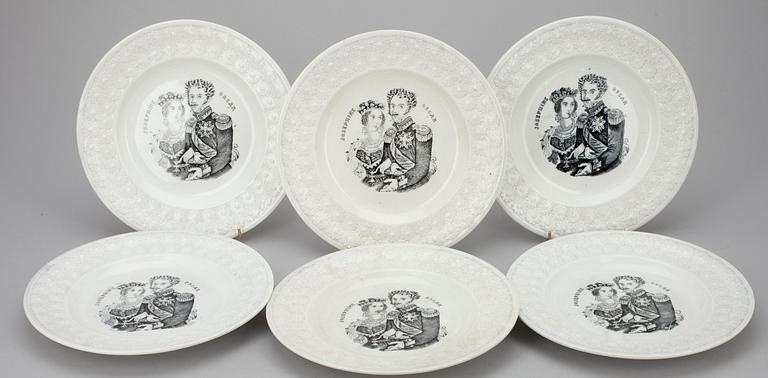 TALLRIKAR, 6 st, flintgods, John Garr & Son, England 1800-talets senare hälft.