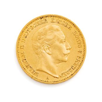 Guldmynt, Tyskland, Willhelm II, 20 mark, Tyskland 1897.