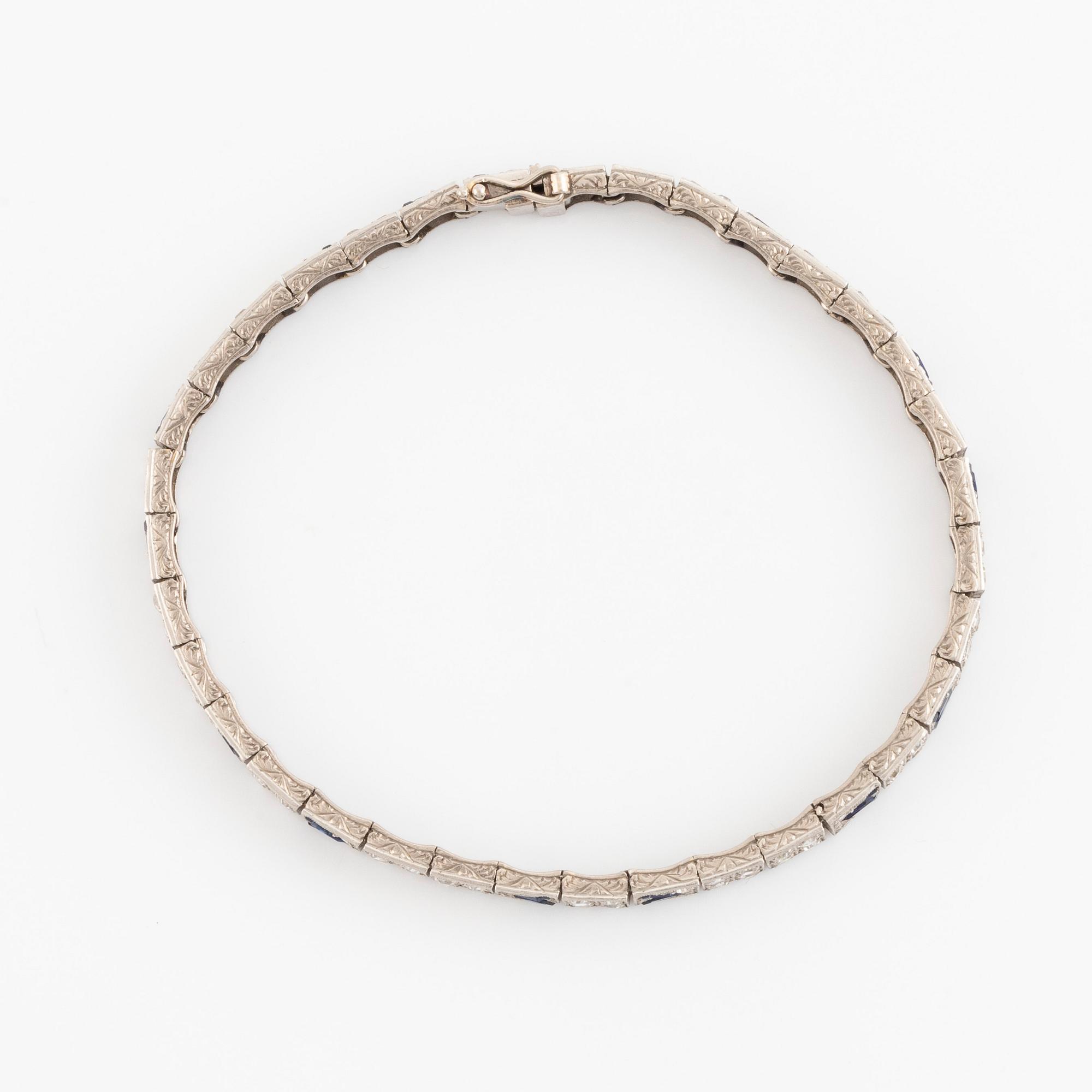 Diamond and sapphire bracelet.