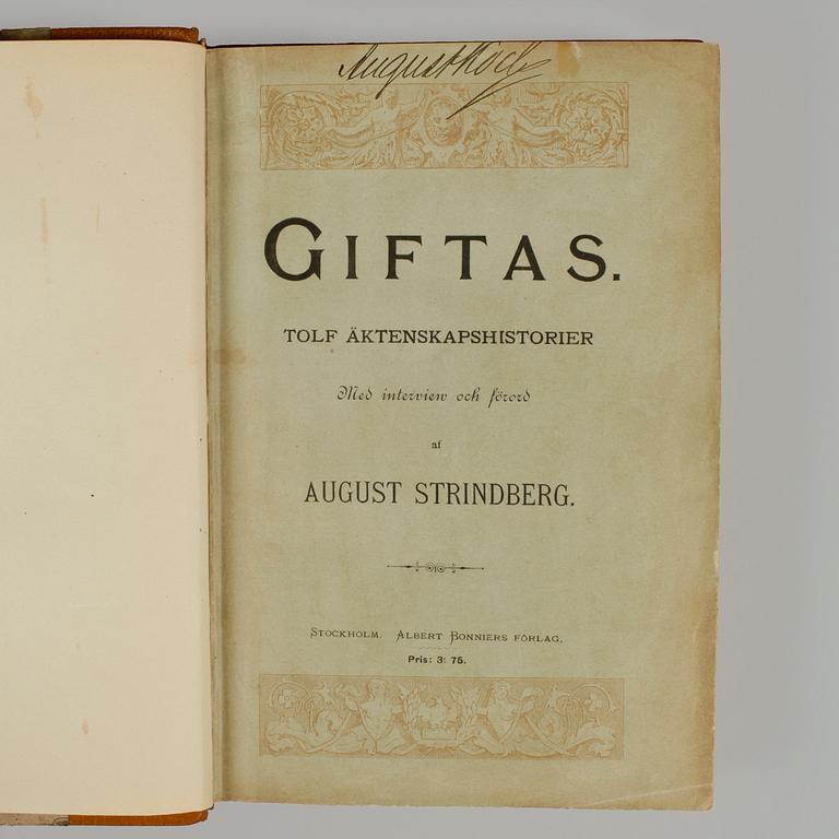 BÖCKER, 2 vol, "Giftas" I-II av August Strindberg, Stockholm 1884-86.