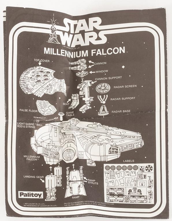 STAR WARS, Millennium Falcon i Palitoy-kartong, Empire Strikes Back, 1980.