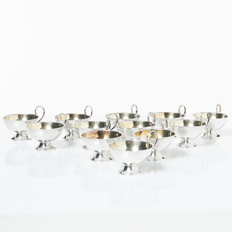 Punschmuggar, 12 st, silver, Cesons, Göteborg, 1970-tal.