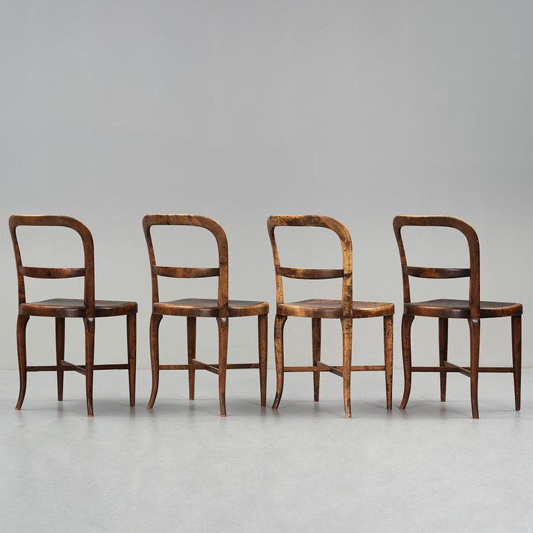 Carl Malmsten, four Swedish Grace chairs for the Stockholm Concert Hall, Nordiska Kompaniet, Sweden 1926.