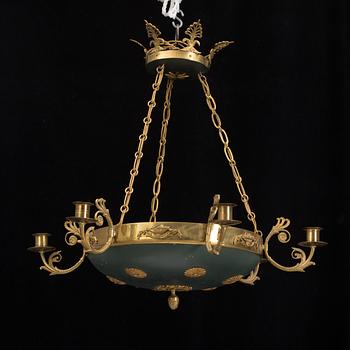 An empire style ceiling lamp, about 1900.