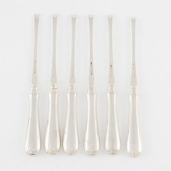 Hummergafflar, 6 st, silver, J. Tostrup, Norge.